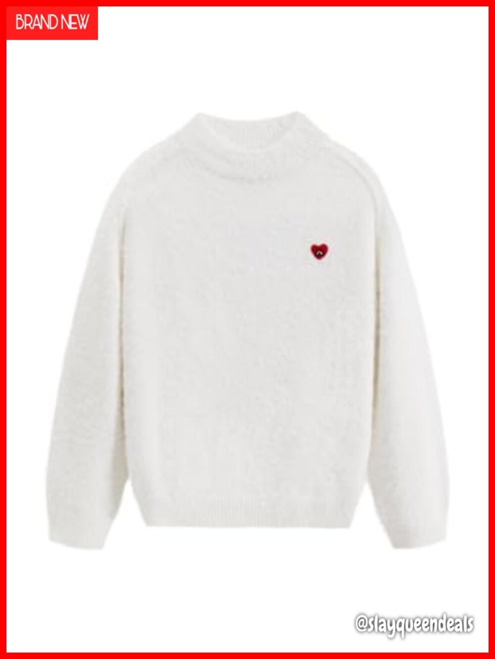 Fuzzy Mohair Oversized Mock Neck Knit Pullover Sweater Casual